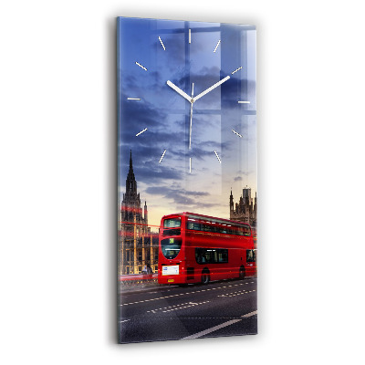 Modern vertical wall clock Red London Bus