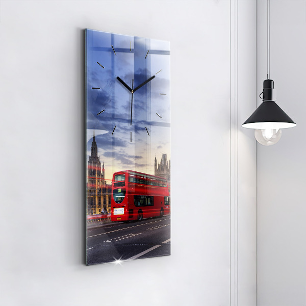 Modern vertical wall clock Red London Bus