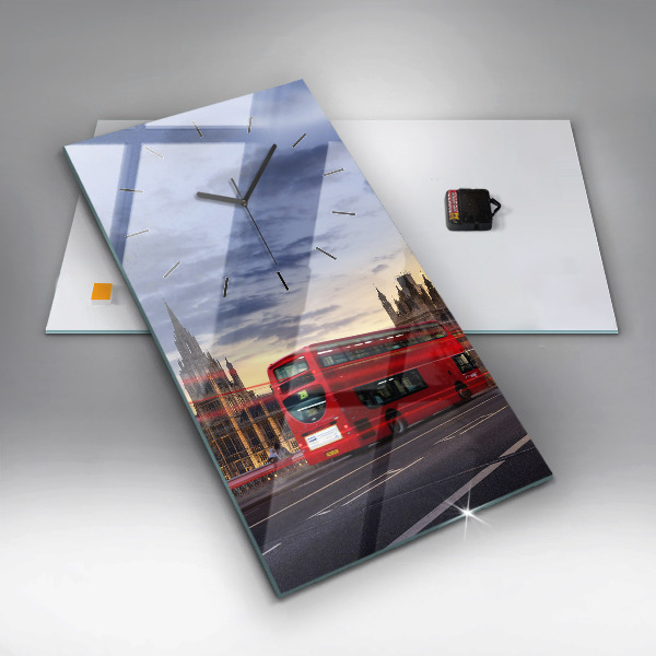 Modern vertical wall clock Red London Bus