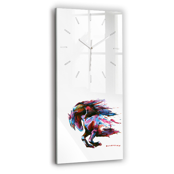 Modern vertical wall clock A horse on the run