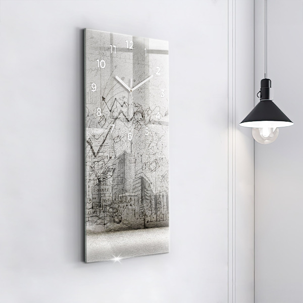 Modern vertical wall clock Sketch of the City