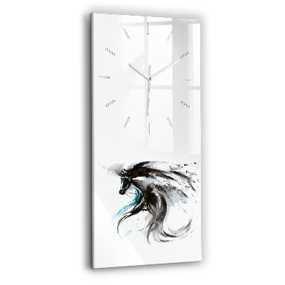 Modern vertical wall clock Abstract horse and woman