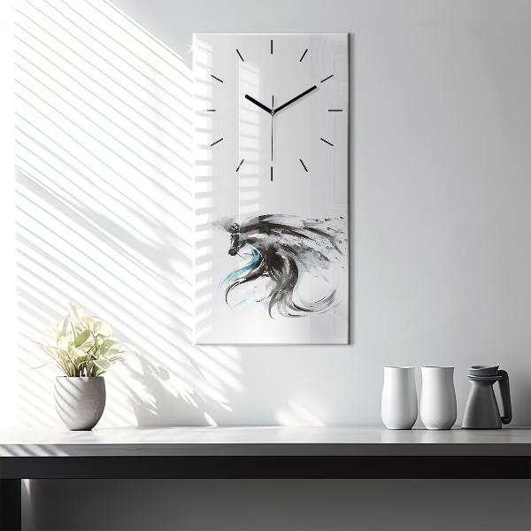 Modern vertical wall clock Abstract horse and woman