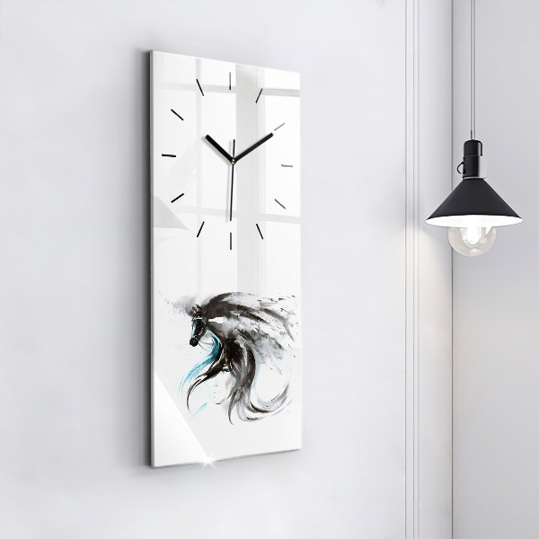 Modern vertical wall clock Abstract horse and woman