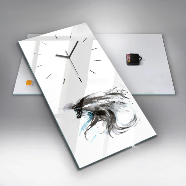 Modern vertical wall clock Abstract horse and woman