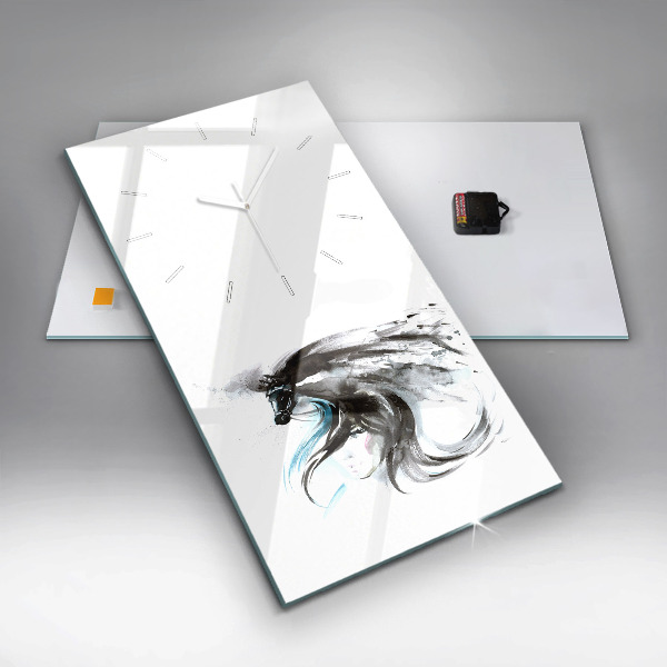 Modern vertical wall clock Abstract horse and woman