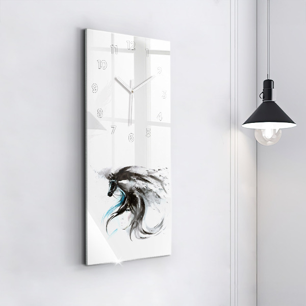 Modern vertical wall clock Abstract horse and woman