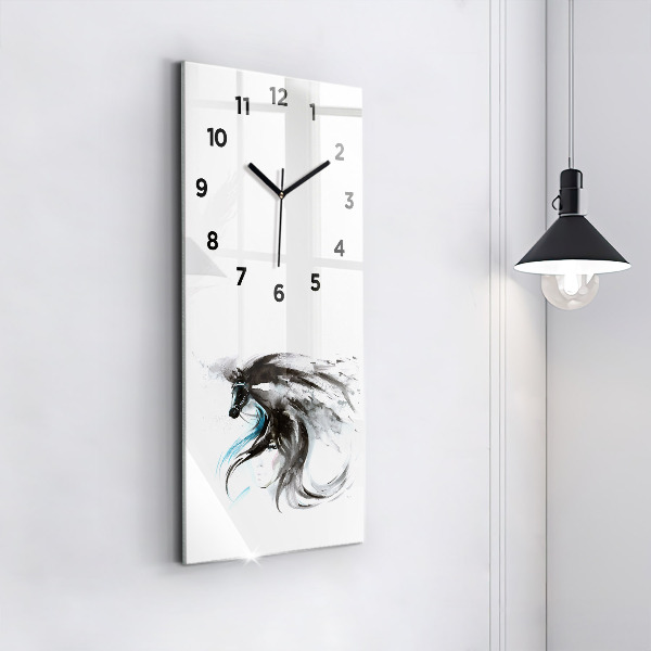 Modern vertical wall clock Abstract horse and woman
