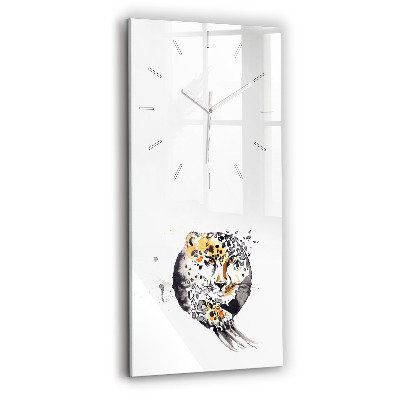 Modern vertical wall clock Cheetah inside a circle abstract
