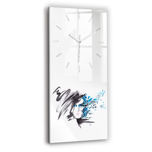 Modern vertical wall clock Abstract woman's face