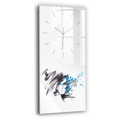 Modern vertical wall clock Abstract woman's face