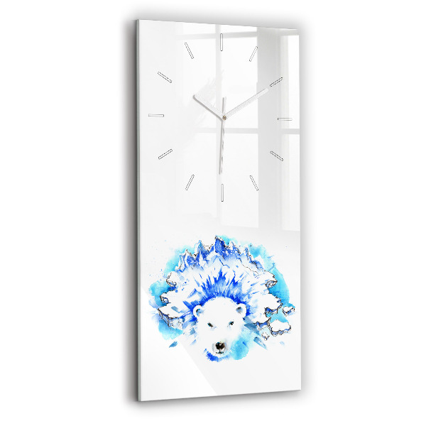 Modern vertical wall clock Bear on the ice background
