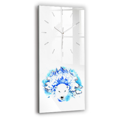 Modern vertical wall clock Bear on the ice background