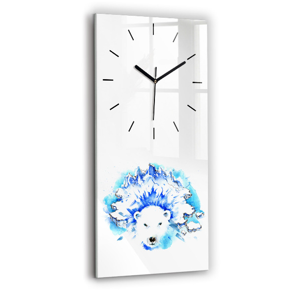 Modern vertical wall clock Bear on the ice background