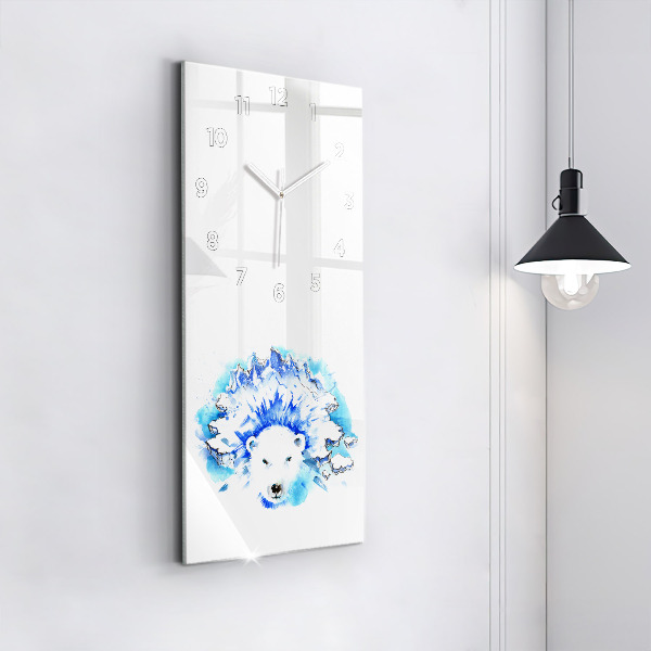 Modern vertical wall clock Bear on the ice background