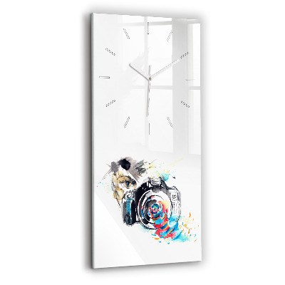 Modern vertical wall clock Woman photographer