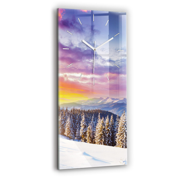 Modern vertical wall clock Winter Mountain Landscape