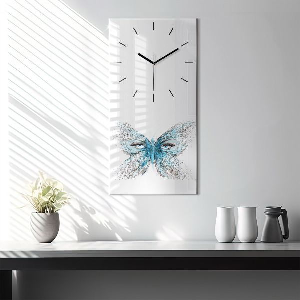Modern vertical wall clock Butterfly face