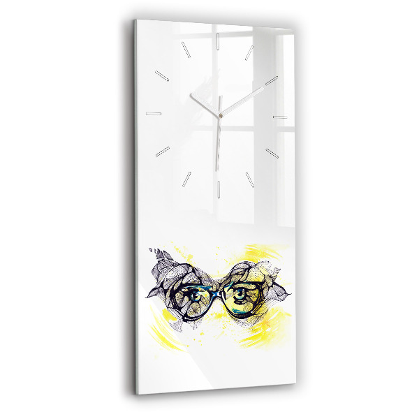 Modern vertical wall clock Eyes with glasses