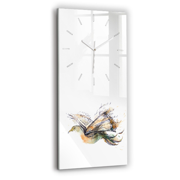 Modern vertical wall clock The bird and the book
