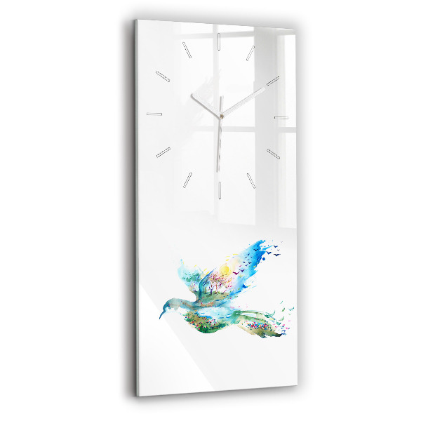 Modern vertical wall clock Abstraction of bird and spring