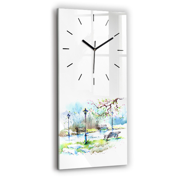Modern vertical wall clock Picturesque spring
