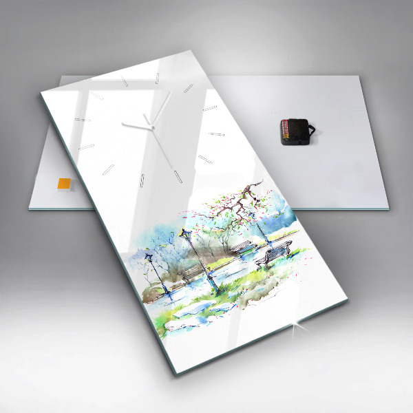 Modern vertical wall clock Picturesque spring