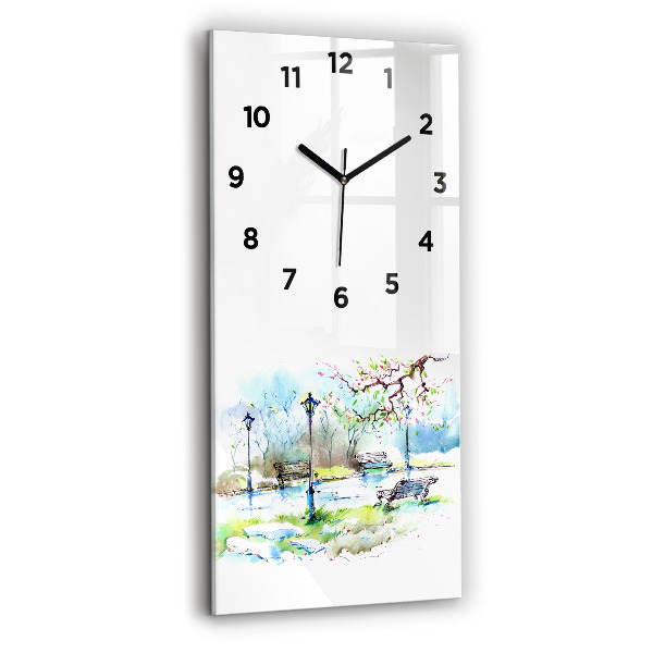 Modern vertical wall clock Picturesque spring