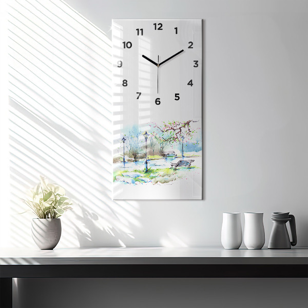 Modern vertical wall clock Picturesque spring