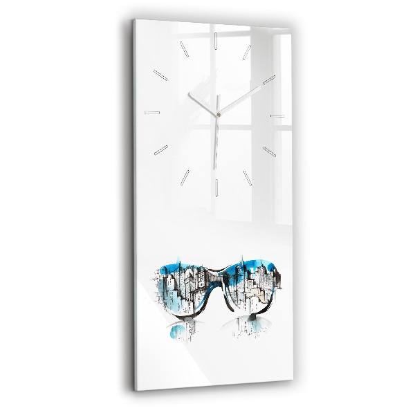 Modern vertical wall clock City in glasses