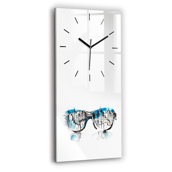 Modern vertical wall clock City in glasses