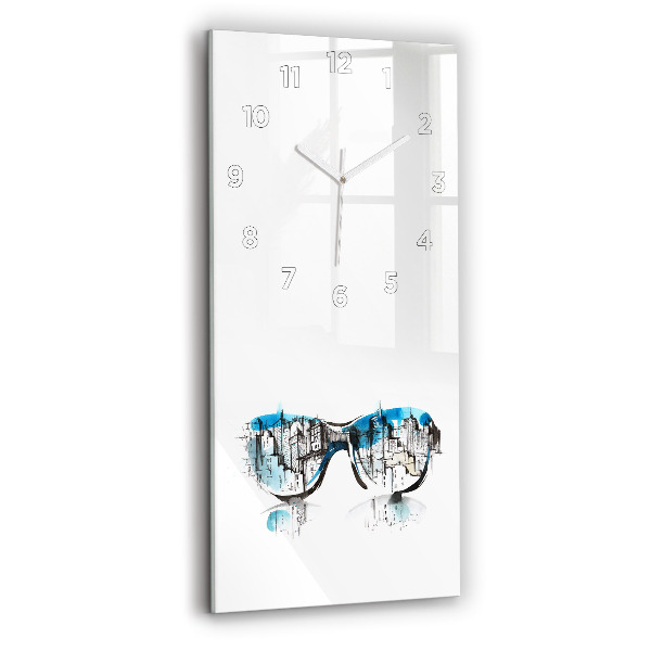 Modern vertical wall clock City in glasses