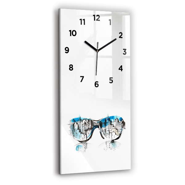 Modern vertical wall clock City in glasses