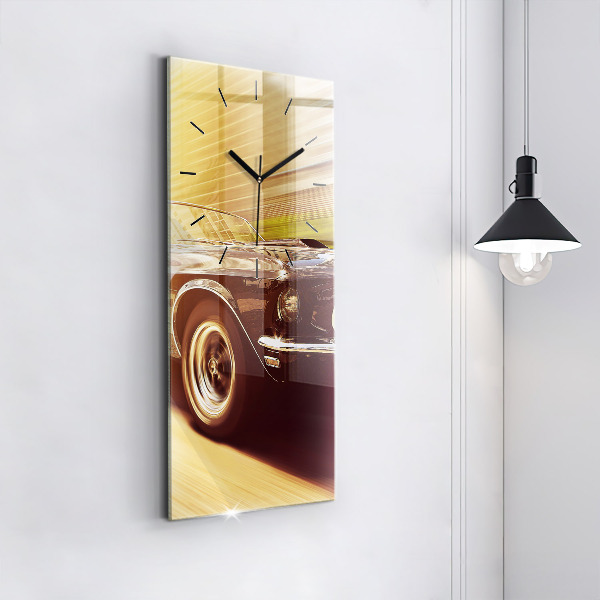 Modern vertical wall clock Classic old car