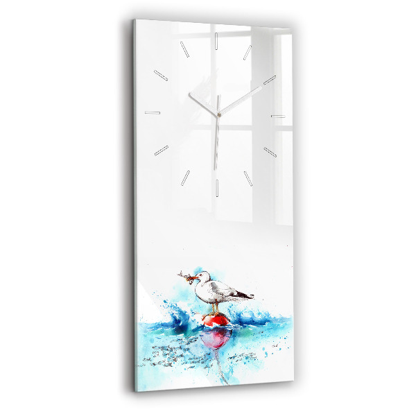 Modern vertical wall clock Painted seagull