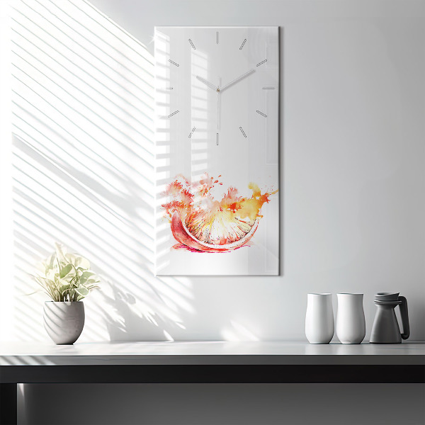 Modern vertical wall clock Painted orange