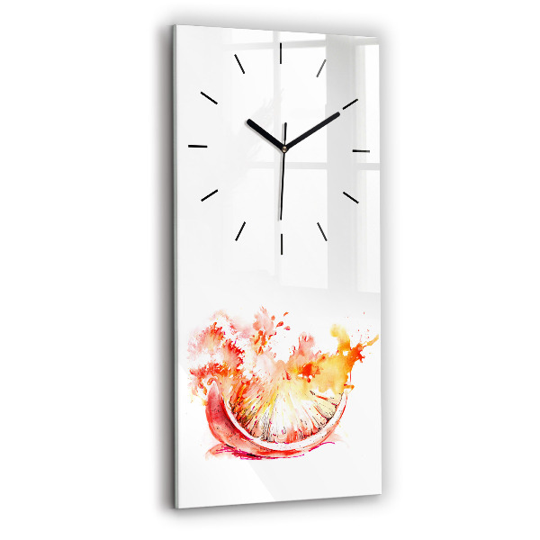 Modern vertical wall clock Painted orange