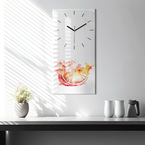 Modern vertical wall clock Painted orange