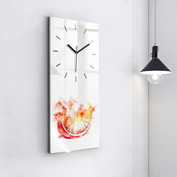 Modern vertical wall clock Painted orange