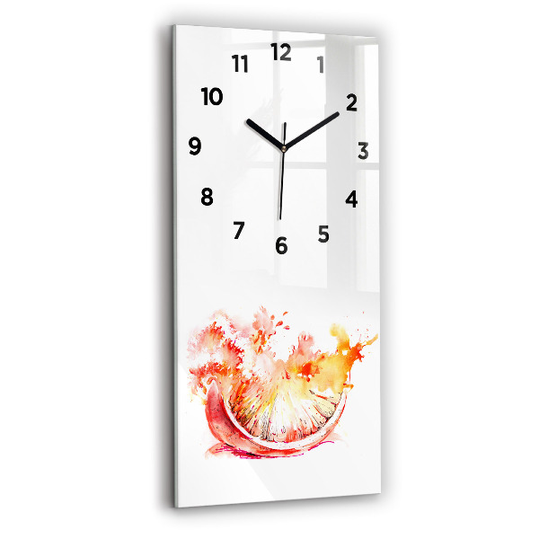 Modern vertical wall clock Painted orange