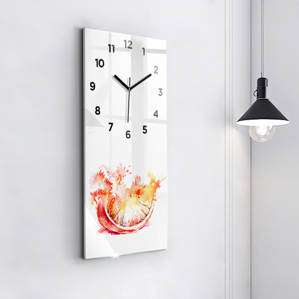 Modern vertical wall clock Painted orange