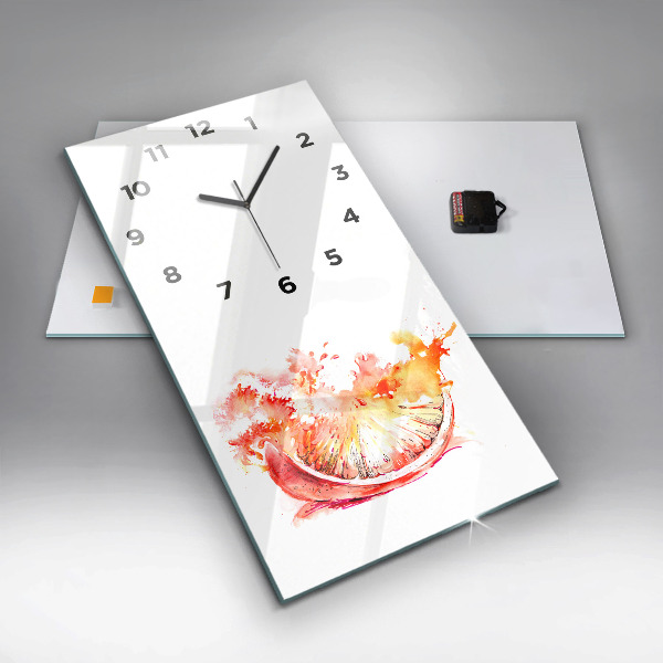 Modern vertical wall clock Painted orange