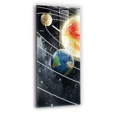 Modern vertical wall clock The solar system