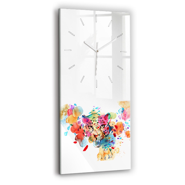 Modern vertical wall clock Abstract wild cat