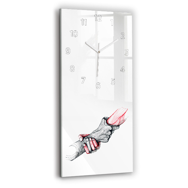 Modern vertical wall clock Holding hands