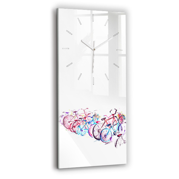 Modern vertical wall clock Colorful city bikes
