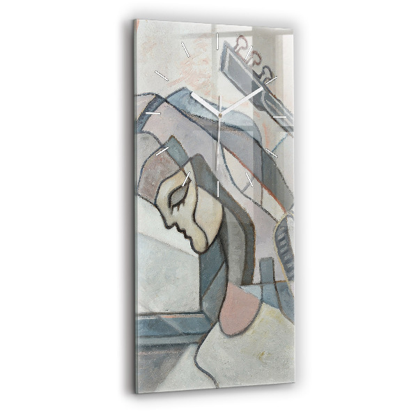 Modern vertical wall clock Abstract painting