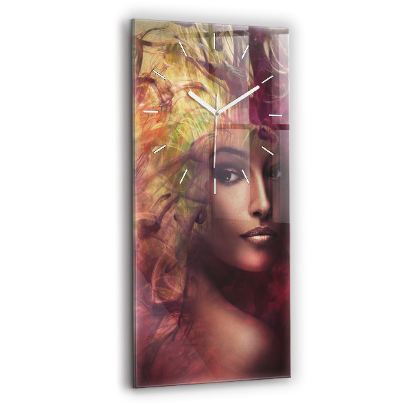Modern vertical wall clock Portrait of a woman