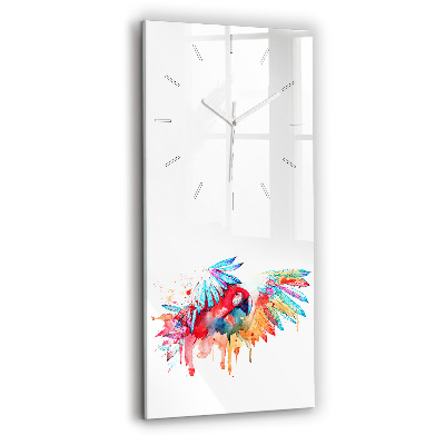 Modern vertical wall clock Colorful red parrot