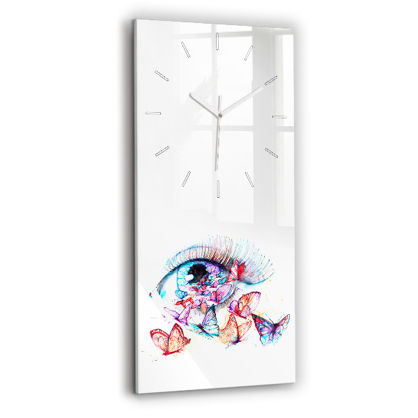 Modern vertical wall clock Colorful butterfly eye